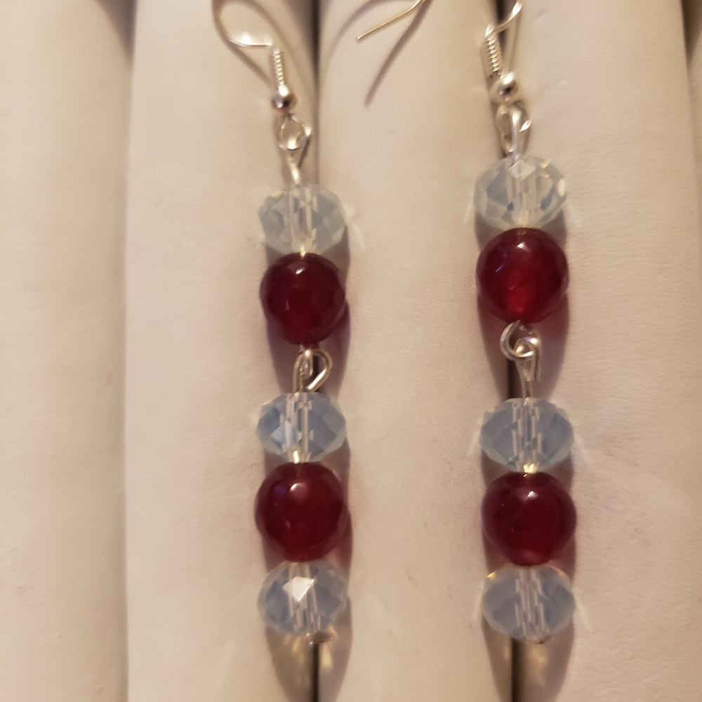 Opalite and Strawberry Quartz Earrings